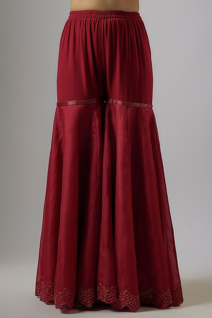 Red Organza Bridal Sharara Set by Malasa at Pernia's Pop Up Shop