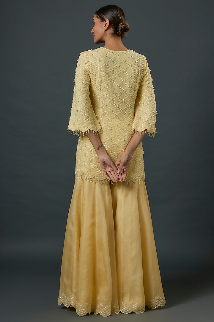 Yellow Organza Bridal Sharara Set by Malasa at Pernia's Pop Up Shop