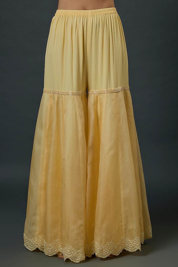 Yellow Organza Bridal Sharara Set by Malasa at Pernia's Pop Up Shop