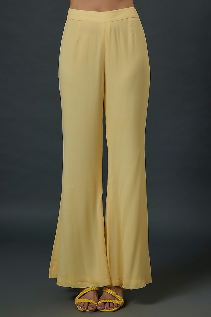 Yellow Georgette Cutdana Embroidered Jacket Set by Malasa at Pernia's Pop Up Shop