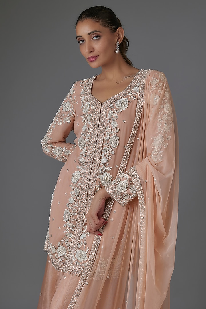 Pink Organza Bridal Sharara Set by Malasa at Pernia's Pop Up Shop