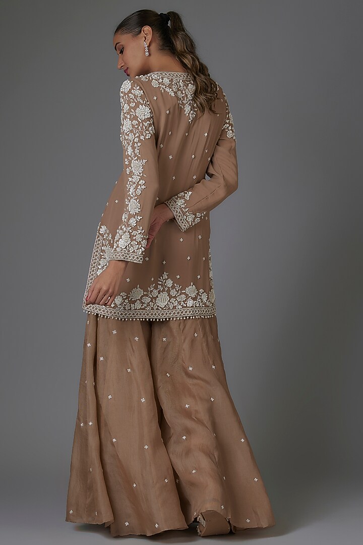 Champagne Organza Bridal Sharara Set by Malasa at Pernia's Pop Up Shop