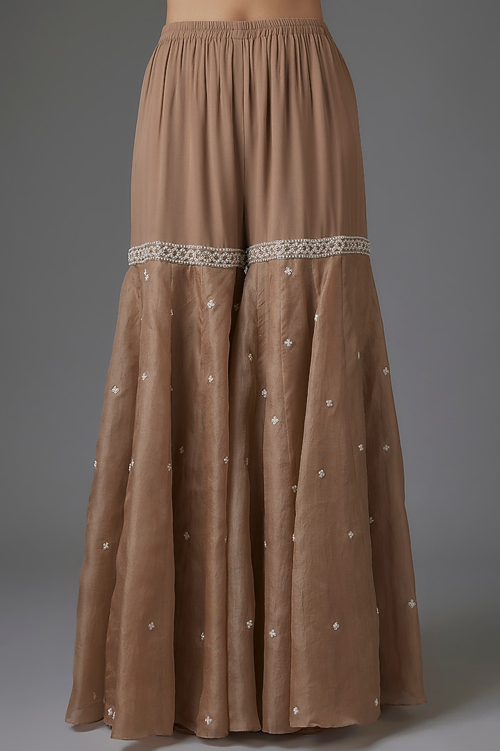 Champagne Organza Bridal Sharara Set by Malasa at Pernia's Pop Up Shop
