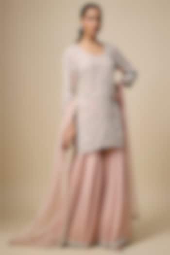 Pink Georgette Bridal Sharara Set by Malasa at Pernia's Pop Up Shop