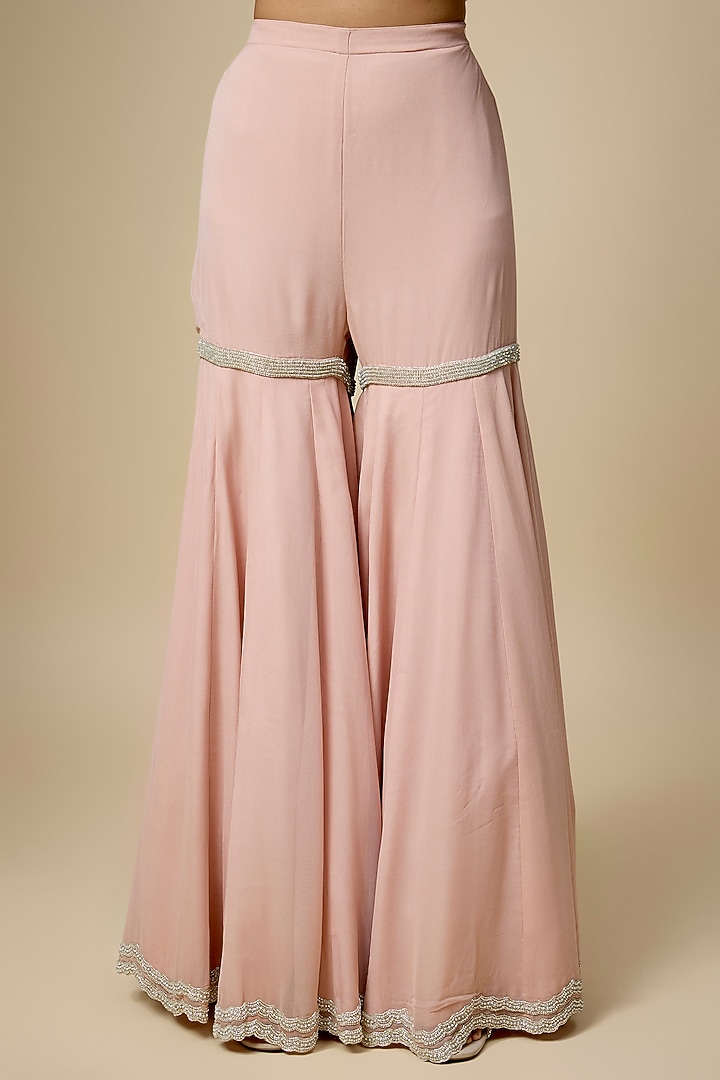 Pink Georgette Bridal Sharara Set by Malasa at Pernia's Pop Up Shop