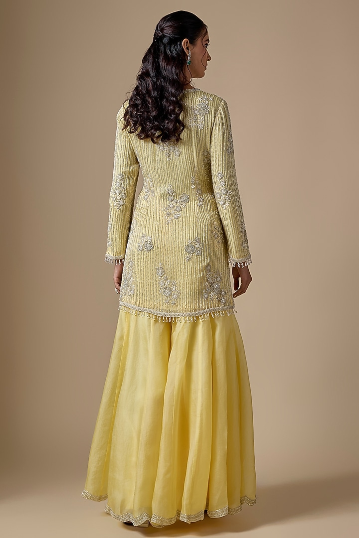 Yellow Organza Bridal Sharara Set by Malasa at Pernia's Pop Up Shop