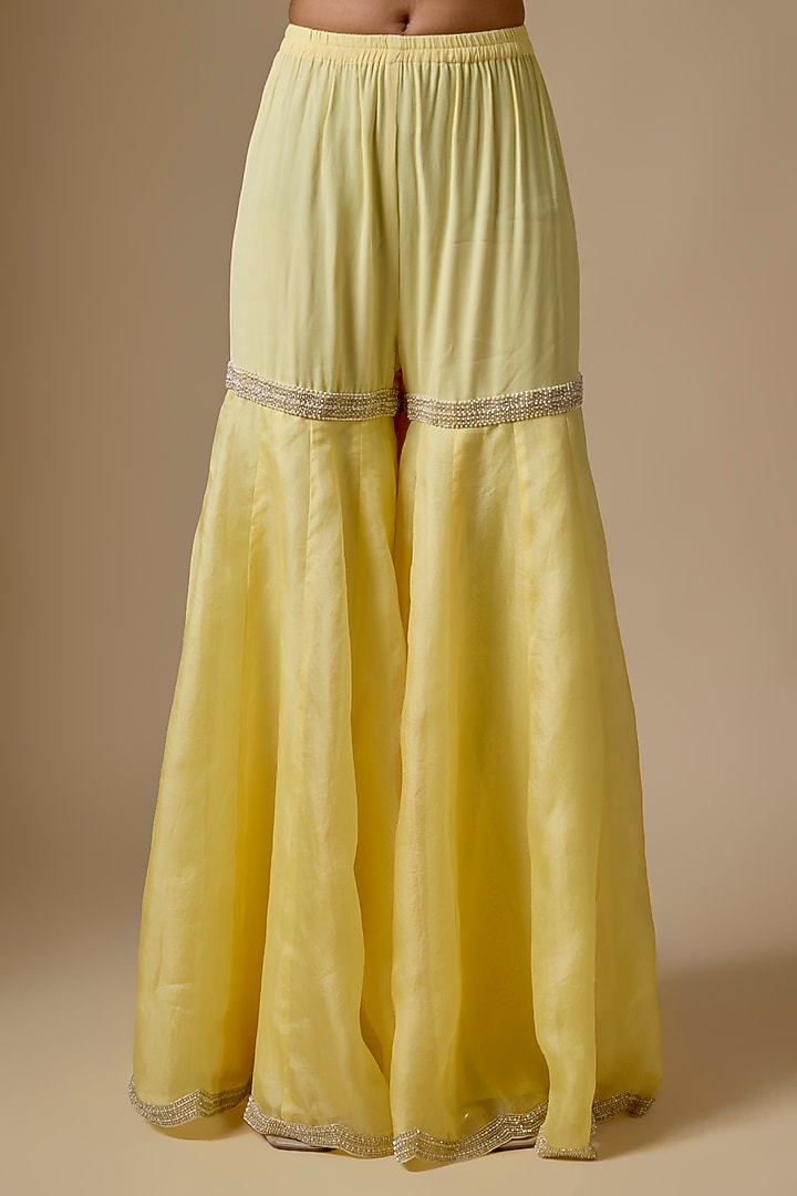 Yellow Organza Bridal Sharara Set by Malasa at Pernia's Pop Up Shop