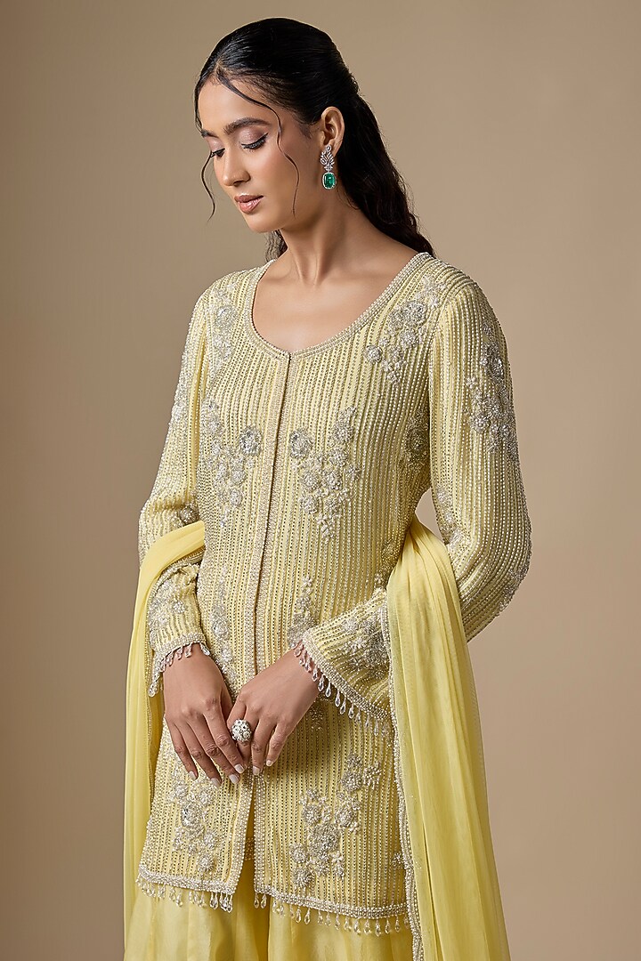 Yellow Organza Bridal Sharara Set by Malasa at Pernia's Pop Up Shop