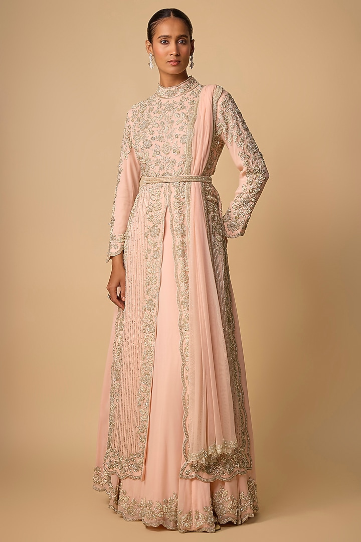 Pink Georgette Jacket Set by Malasa at Pernia's Pop Up Shop