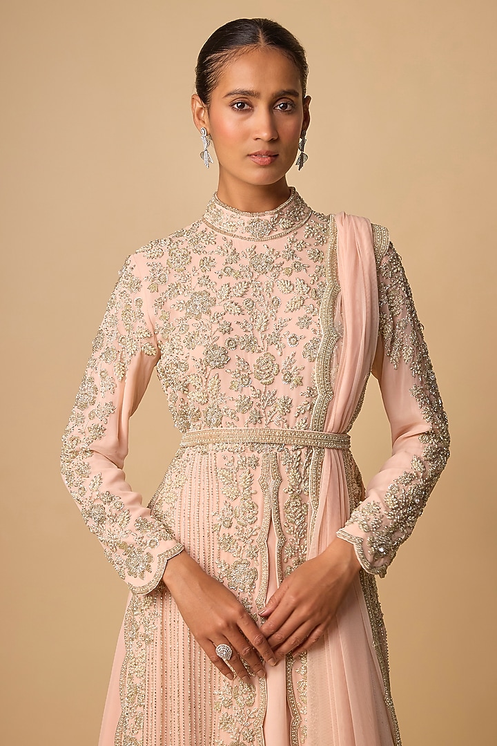 Pink Georgette Jacket Set by Malasa at Pernia's Pop Up Shop