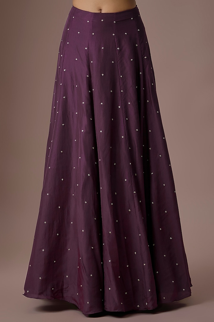 Purple Georgette Cutdana Work Jacket Set by Malasa at Pernia's Pop Up Shop