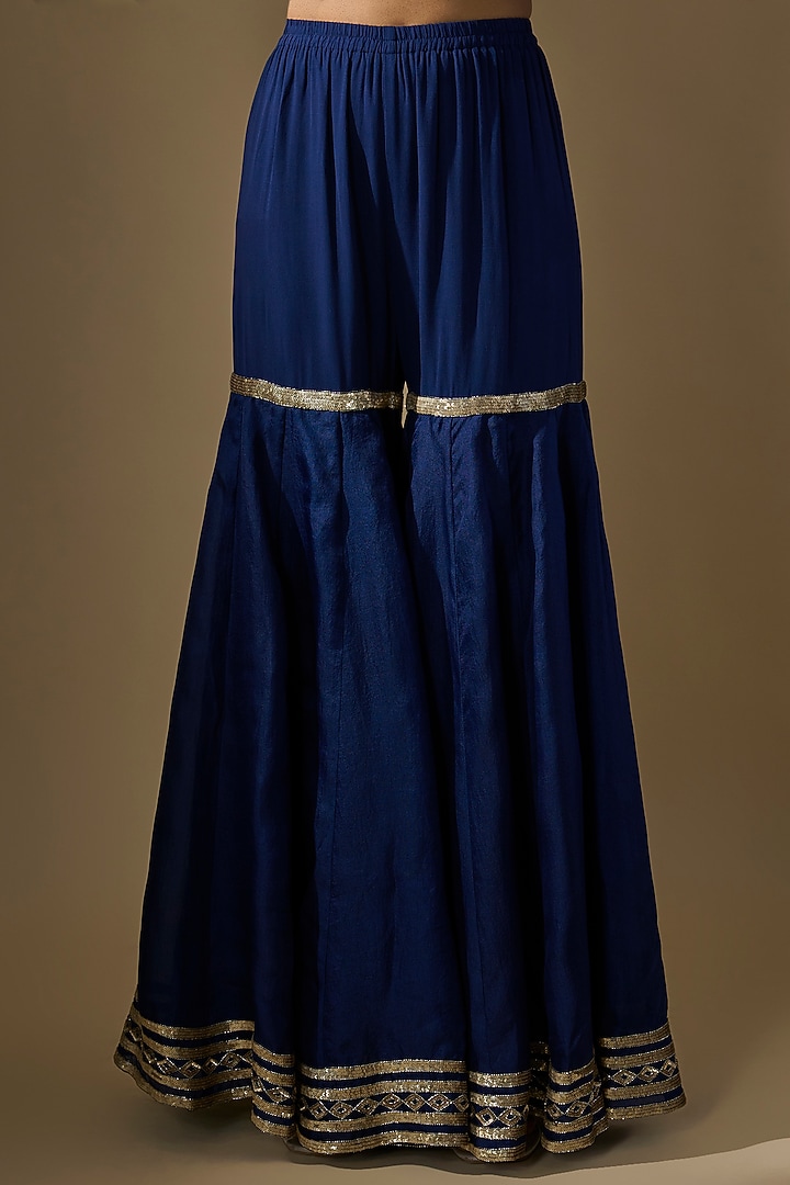 Blue Organza Bridal Sharara Set by Malasa at Pernia's Pop Up Shop