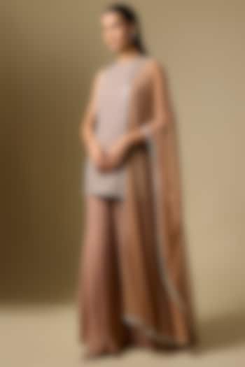 Champagne Georgette Wedding Sharara Set by Malasa at Pernia's Pop Up Shop