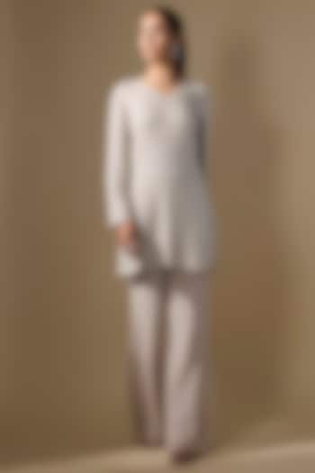 Grey Georgette Cutdana Work Kurta Set by Malasa at Pernia's Pop Up Shop