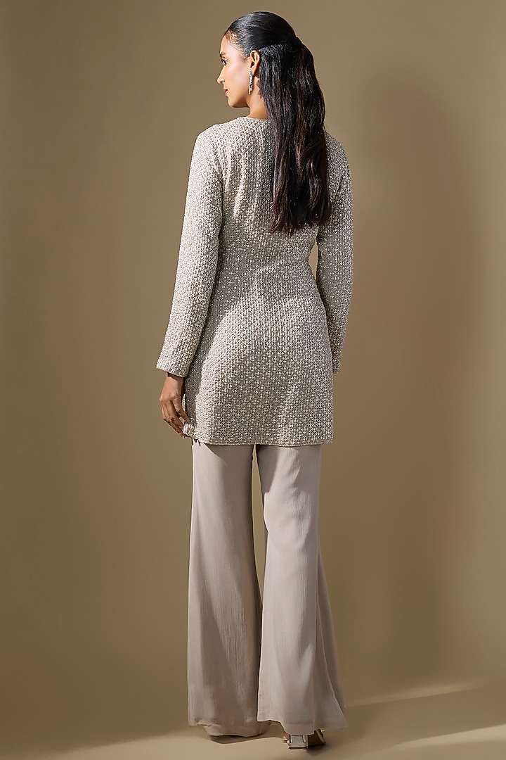 Grey Georgette Cutdana Work Kurta Set by Malasa at Pernia's Pop Up Shop