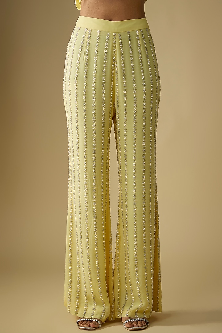 Yellow Georgette Cutdana Embroidered Kurta Set by Malasa at Pernia's Pop Up Shop