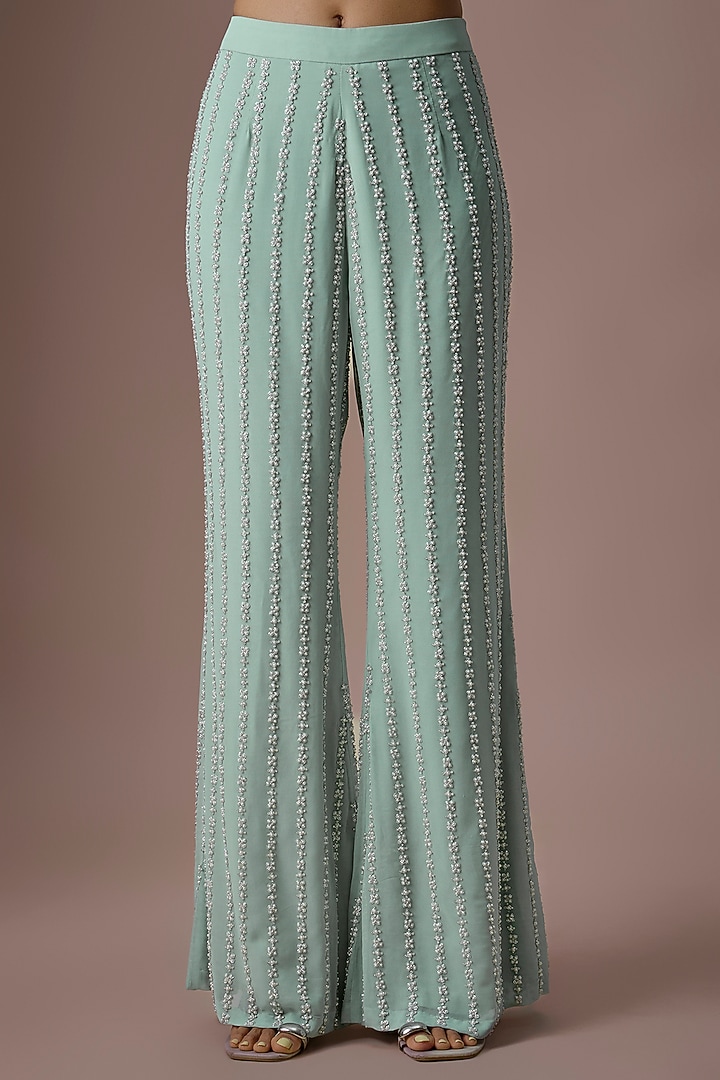 Ice Blue Georgette Cutdana & Pearl Work Kurta Set by Malasa at Pernia's Pop Up Shop