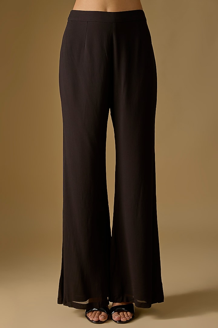 Black Net Cutdana Work Jacket Set by Malasa at Pernia's Pop Up Shop