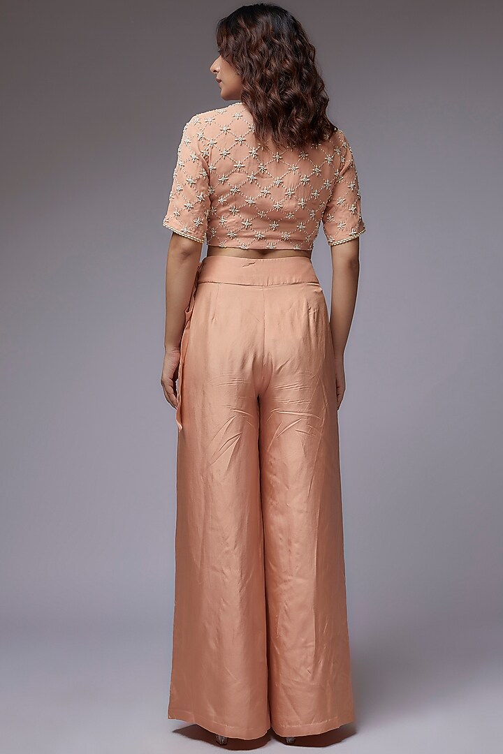 Pink Silk Satin Pant Set by Malasa at Pernia's Pop Up Shop