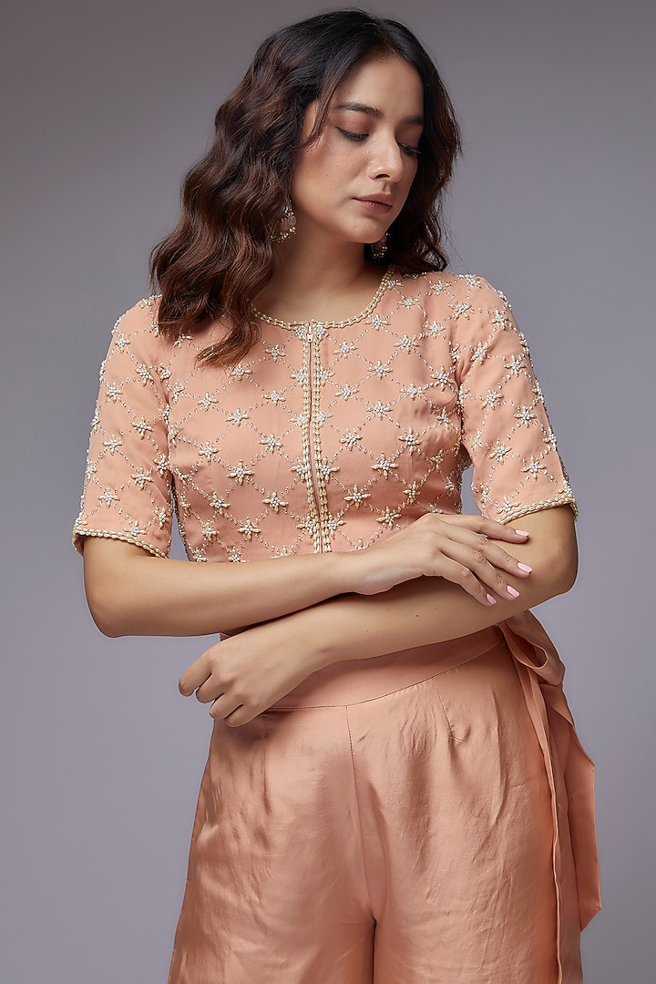 Pink Silk Satin Pant Set by Malasa at Pernia's Pop Up Shop