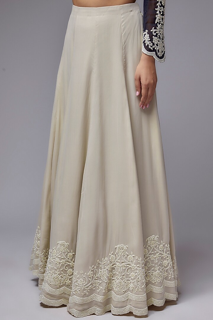 Blue Georgette Thread Embroidered Jacket Set by Malasa at Pernia's Pop Up Shop