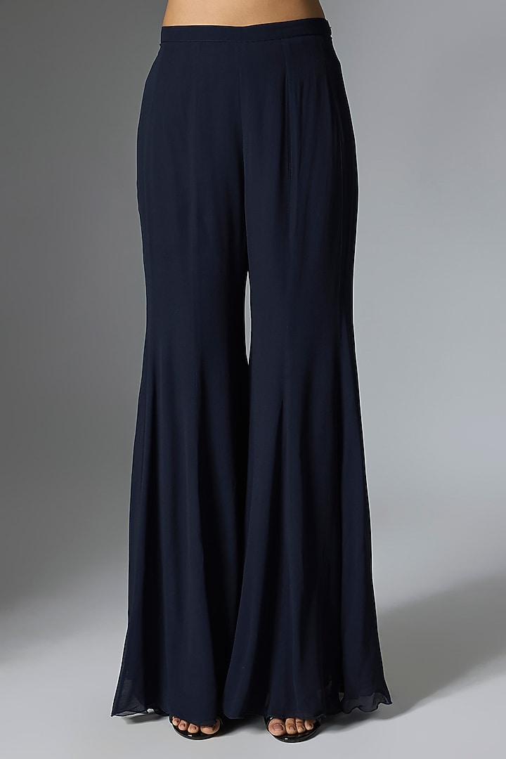 Blue Georgette Cutdana Work Cape Set by Malasa at Pernia's Pop Up Shop