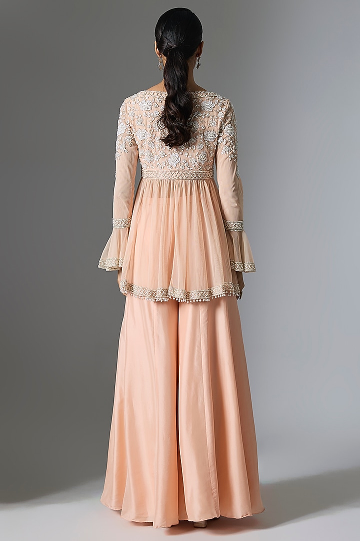 Pink Satin Silk Wedding Sharara Set by Malasa at Pernia's Pop Up Shop