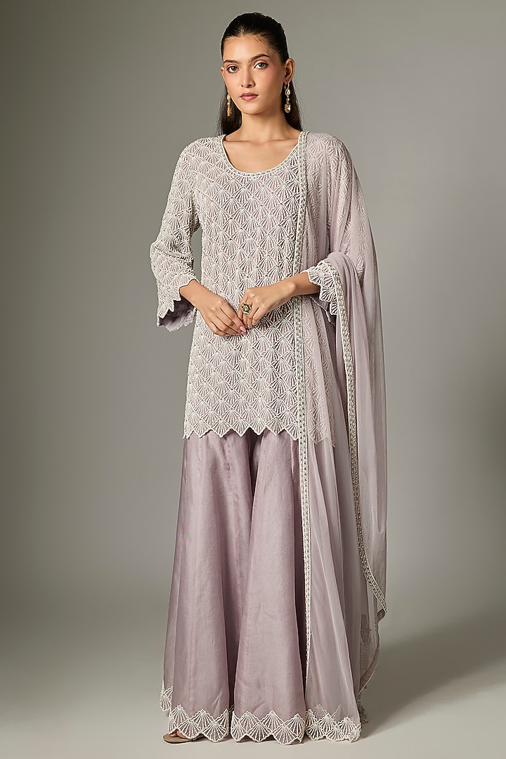 Lilac Organza Bridal Sharara Set by Malasa at Pernia's Pop Up Shop