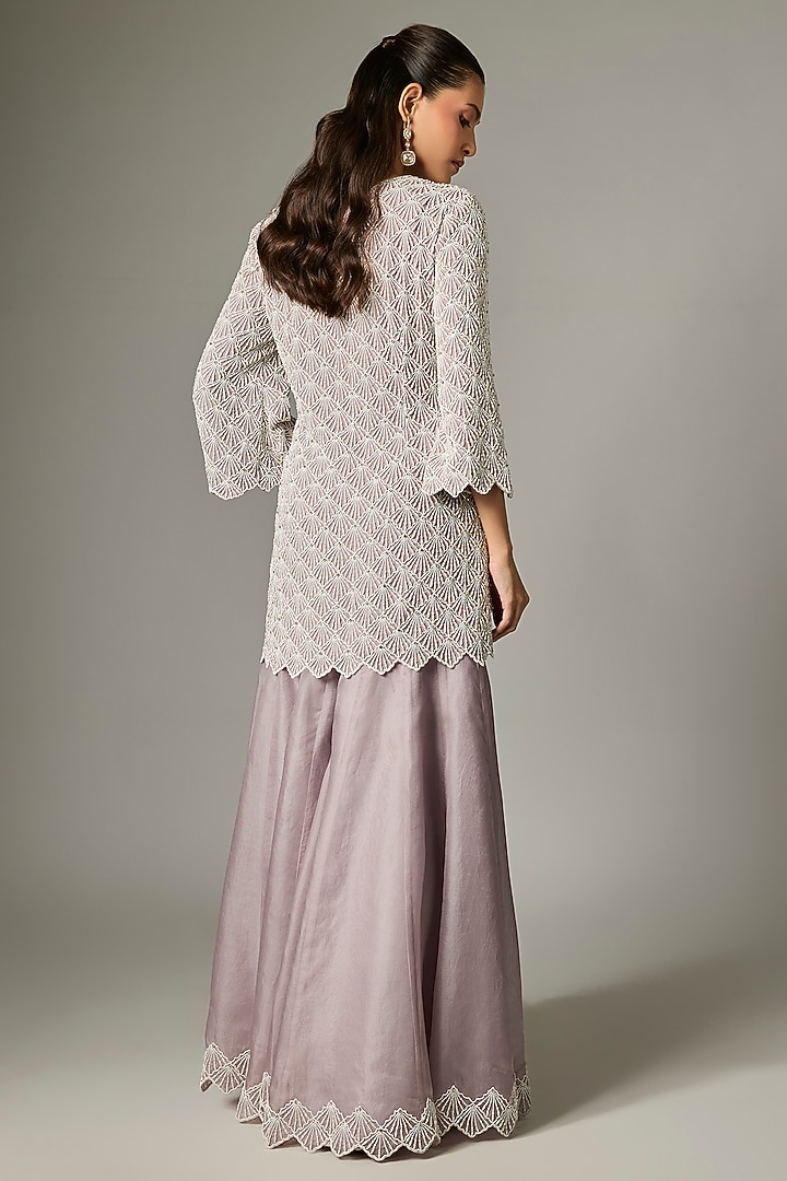 Lilac Organza Bridal Sharara Set by Malasa at Pernia's Pop Up Shop