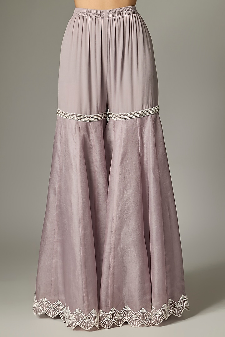 Lilac Organza Bridal Sharara Set by Malasa at Pernia's Pop Up Shop