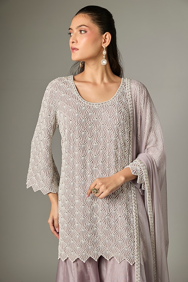 Lilac Organza Bridal Sharara Set by Malasa at Pernia's Pop Up Shop