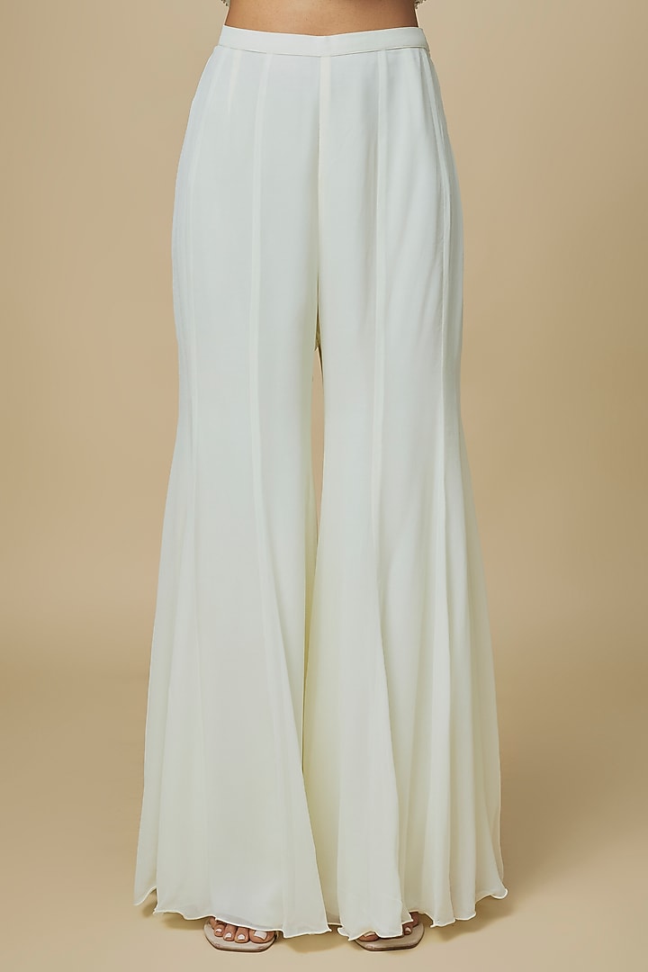Ivory Georgette Embellished Wedding Sharara Set by Malasa at Pernia's Pop Up Shop