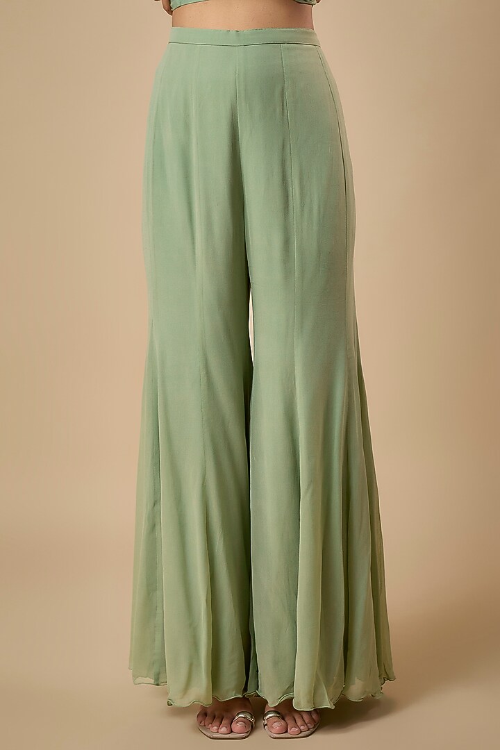 Green Georgette Cutdana Embroidered Cape Set by Malasa at Pernia's Pop Up Shop