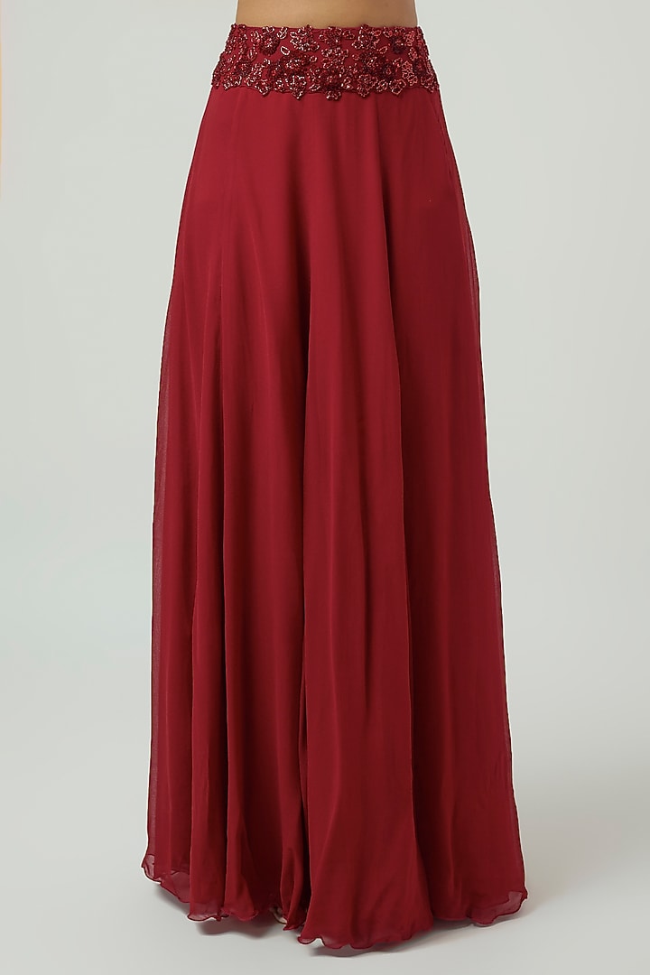 Red Georgette Skirt Set by Malasa at Pernia's Pop Up Shop