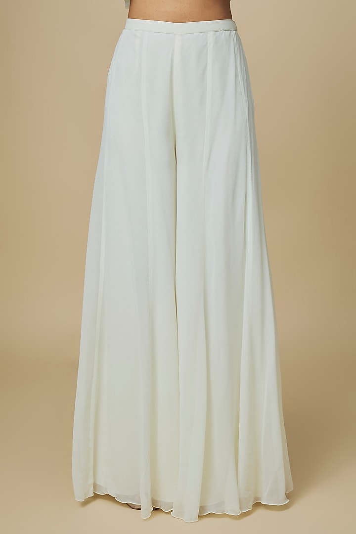 Ivory Georgette Embellished Bridal Sharara Set by Malasa at Pernia's Pop Up Shop