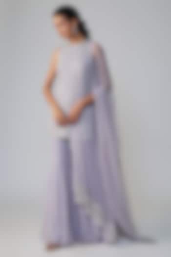 Lilac Georgette Wedding Sharara Set by Malasa at Pernia's Pop Up Shop