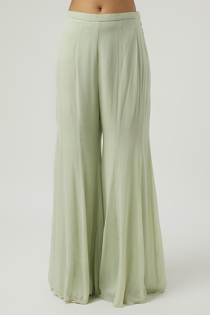 Mint Green Georgette Wedding Sharara Set by Malasa at Pernia's Pop Up Shop