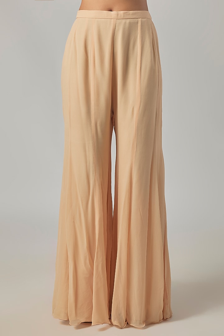 Peach Georgette Wedding Sharara Set by Malasa at Pernia's Pop Up Shop