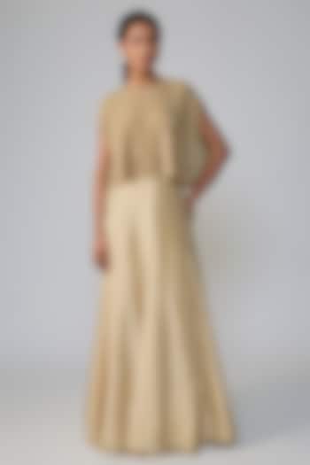 Golden Satin Silk Skirt Set by Malasa at Pernia's Pop Up Shop