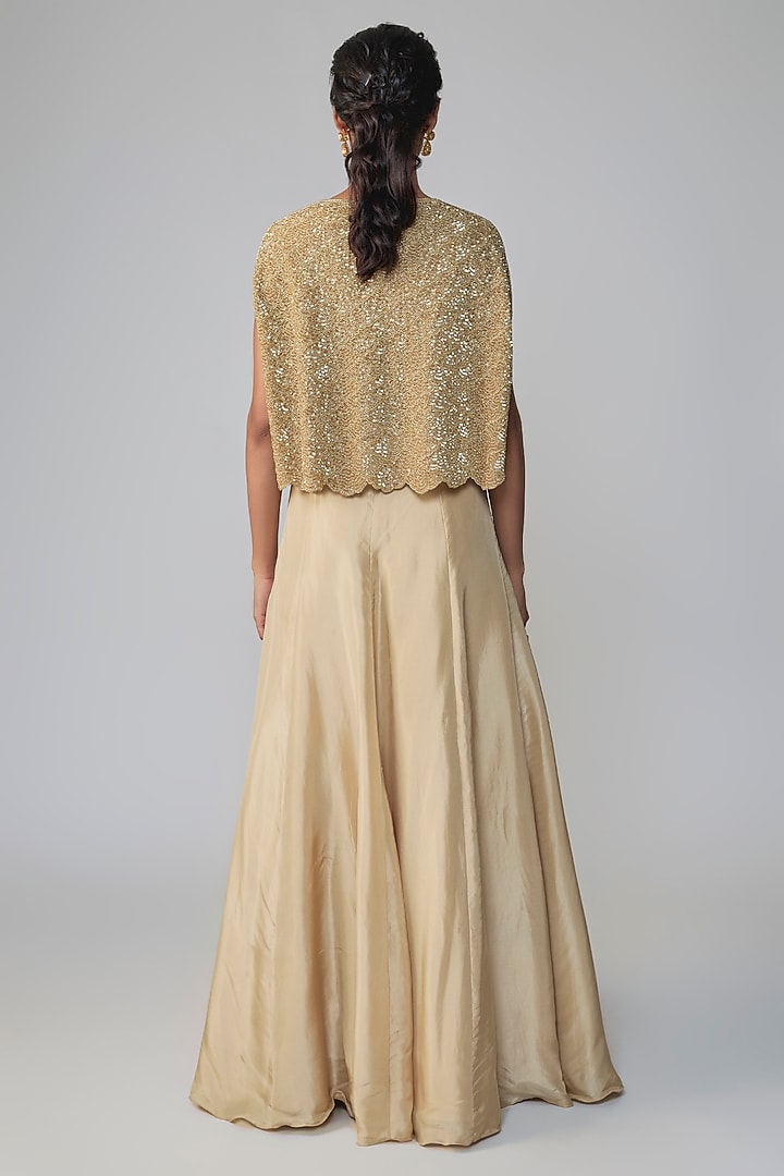 Golden Satin Silk Skirt Set by Malasa at Pernia's Pop Up Shop