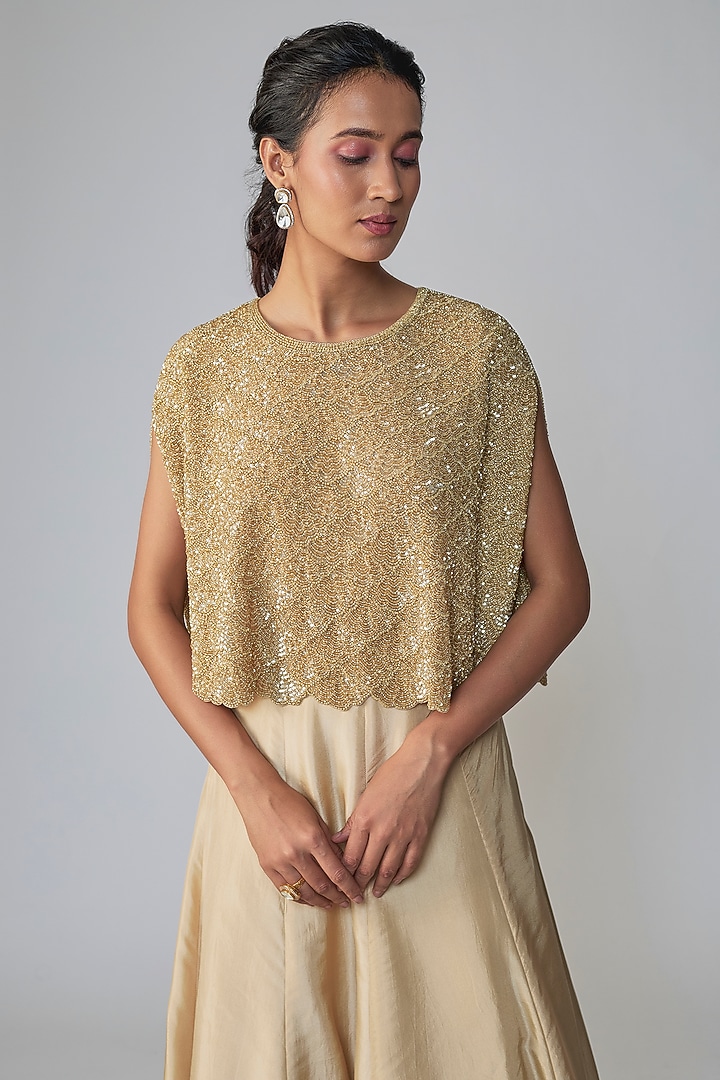 Golden Satin Silk Skirt Set by Malasa at Pernia's Pop Up Shop