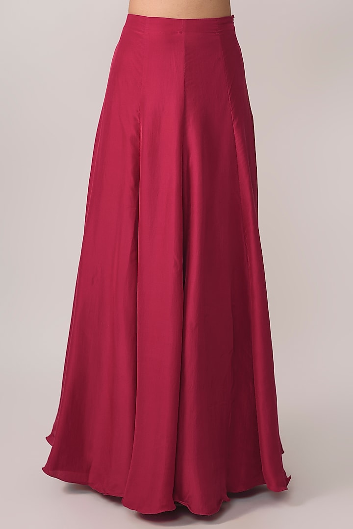 Hot Pink Satin Silk Skirt Set by Malasa at Pernia's Pop Up Shop