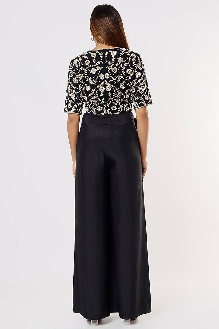 Black Silk Satin Pant Set by Malasa at Pernia's Pop Up Shop