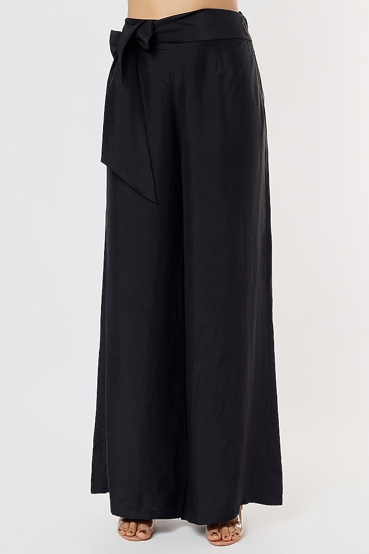 Black Silk Satin Pant Set by Malasa at Pernia's Pop Up Shop