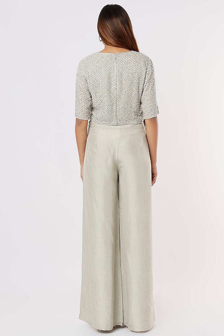 Seafoam Silk Satin Pant Set by Malasa at Pernia's Pop Up Shop