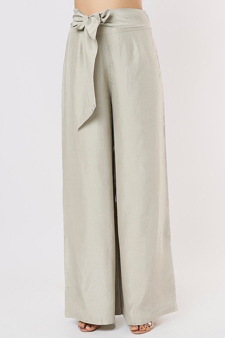 Seafoam Silk Satin Pant Set by Malasa at Pernia's Pop Up Shop