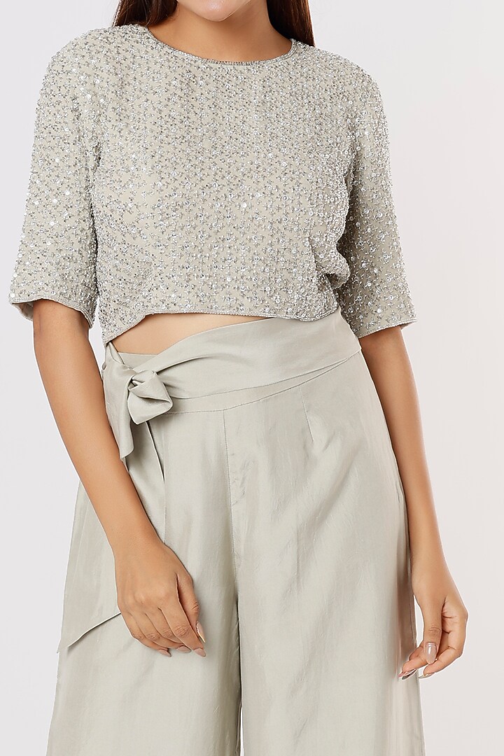 Seafoam Silk Satin Pant Set by Malasa at Pernia's Pop Up Shop