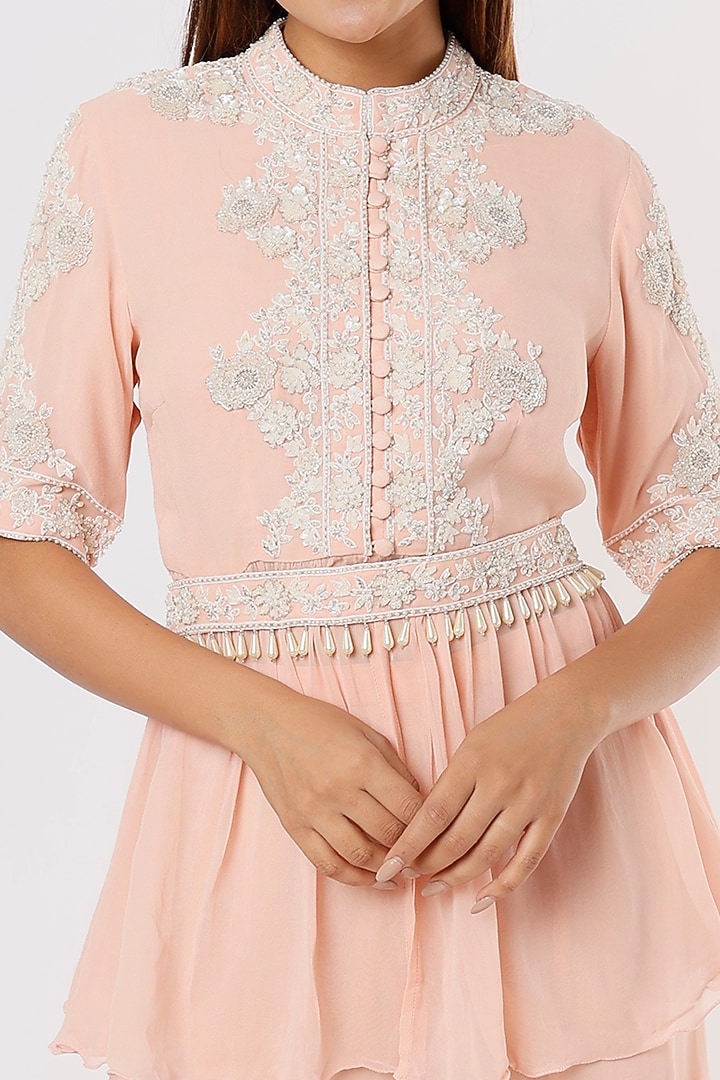 Pink Wedding Sharara Set In Georgette by Malasa at Pernia's Pop Up Shop