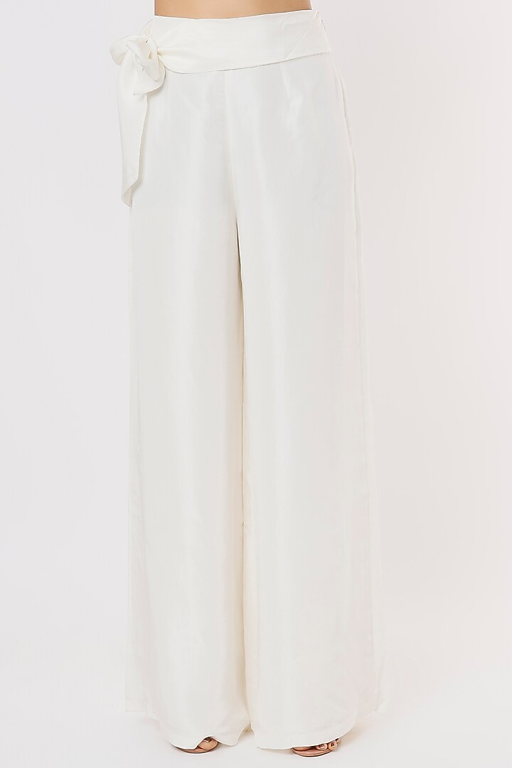 Ivory Silk Satin Pant Set by Malasa at Pernia's Pop Up Shop