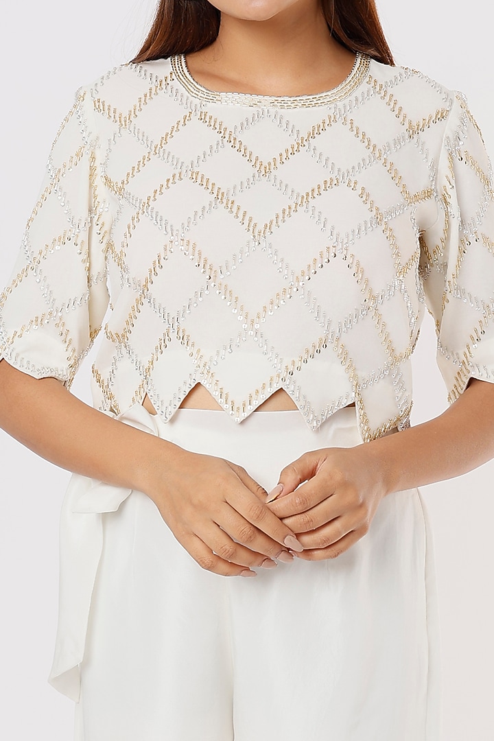 Ivory Silk Satin Pant Set by Malasa at Pernia's Pop Up Shop